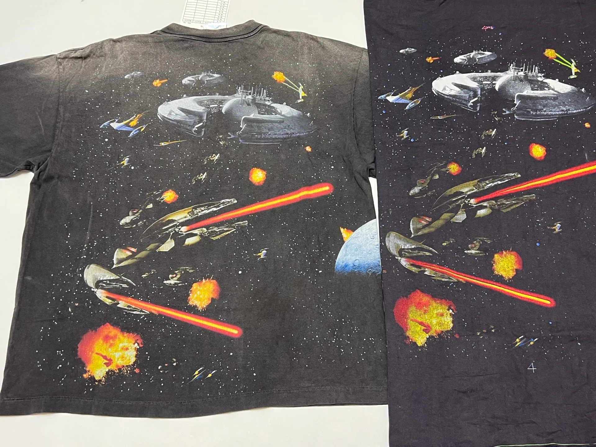 ⚠️The most complex and coolest item of this season, available in stock, available in seconds SAINT Mxxxxxx × STAR WARS SW_SS TEE /STARWARS / BLK Star Wars co-branded model. Fighter printed TEE. Washed black S-XL. Super complex and unconstrained printing design. The T-shirt using the vision of the "N-1 Star Fighter" in Star Wars is the most screen-printed item this season, reaching an astonishing 372 screens. Even the most difficult-to-print parts of the armpits are printed with luxurious printing. In addition, they are also hand-made distressed, splashed with ink, faded with water, and hand-damaged to complete this special and perfect work of art!